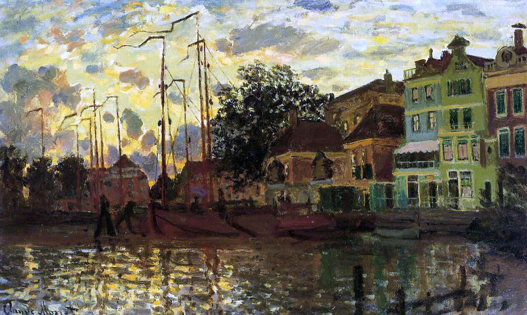 Claude Oscar Monet The Dike at Zaandam, Evening - Canvas Print