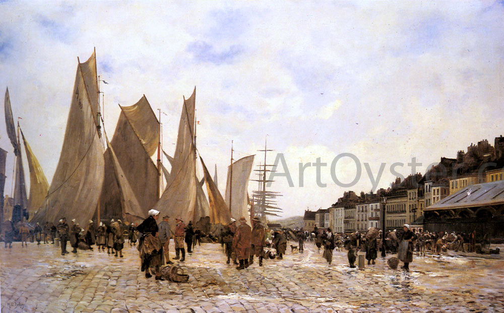 Hippolyte Camille Delpy The Docks at Dieppe - Canvas Print