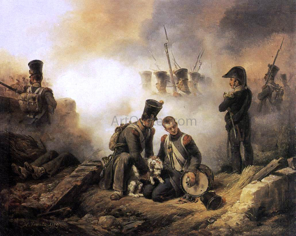 Horace Vernet The Dog of the Regiment Wounded - Canvas Print