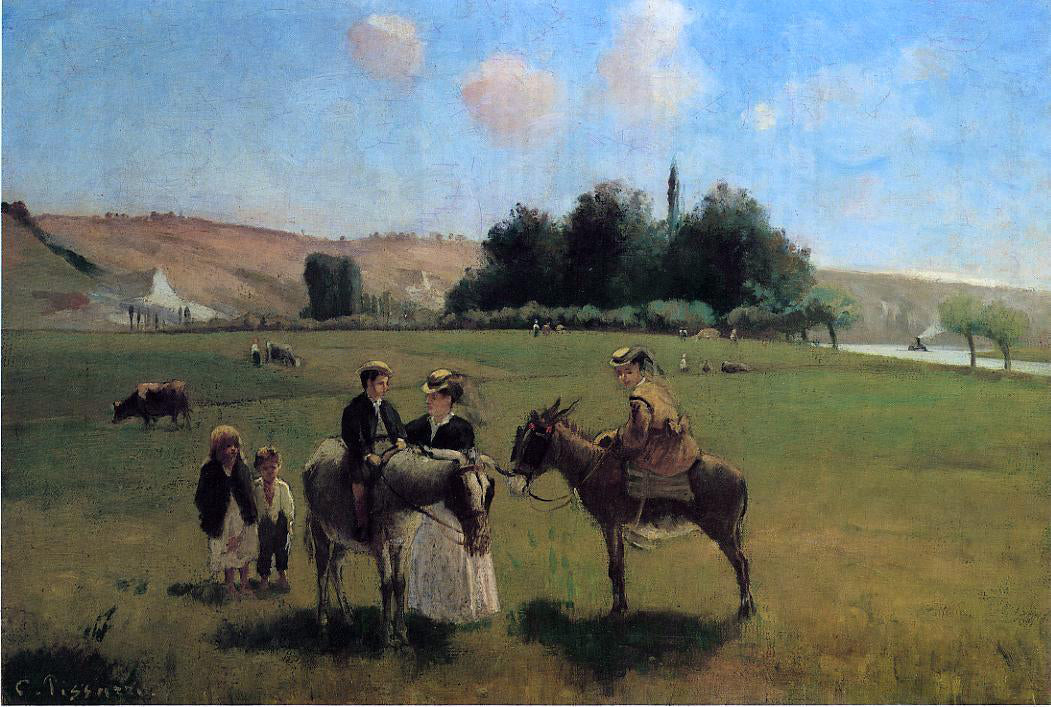 Camille Pissarro The Donkey Ride at Le Roche Guyon - Canvas Print