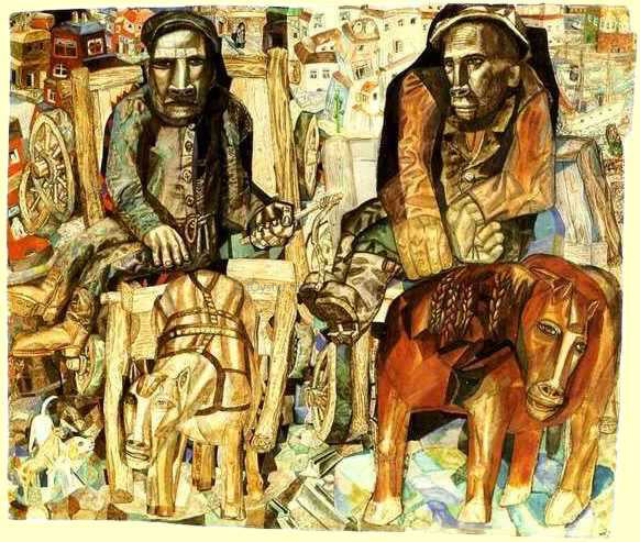 Pavel Filonov The Dray Men - Canvas Print