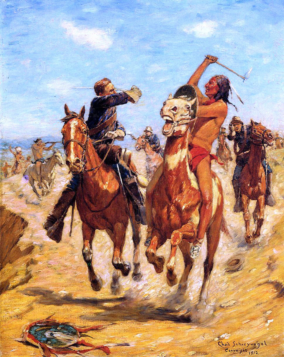 Charles Schreyvogel The Duel - Canvas Print