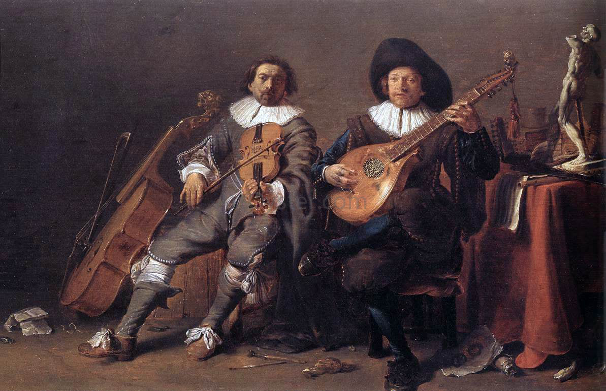 Cornelis Saftleven The Duet - Canvas Print