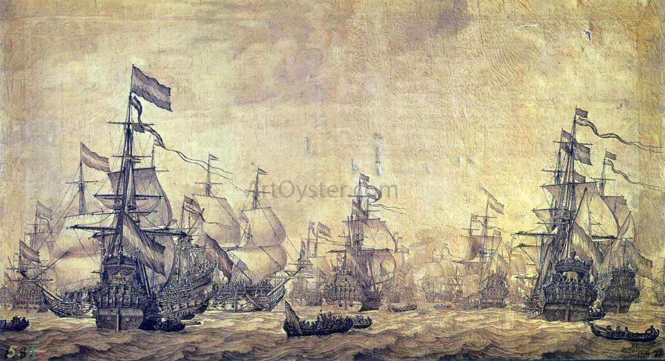 The Elder Willem Van de Velde The Dutch Navy Sailing - Canvas Print