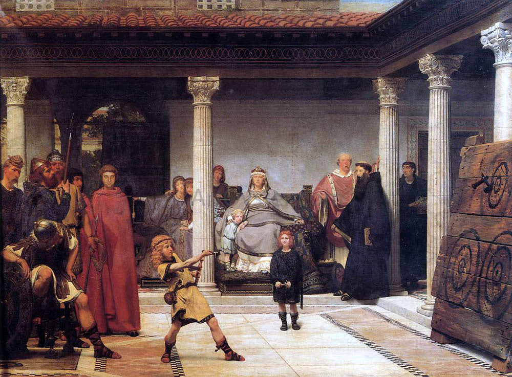 Sir Lawrence Alma-Tadema The Education of the Children of Clovis - Canvas Print