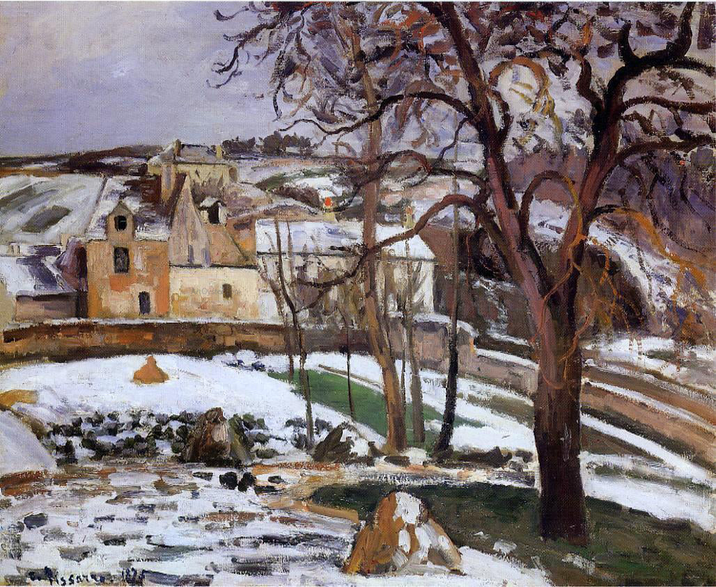 Camille Pissarro The Effect of Snow at l'Hermitage, Pontoise - Canvas Print