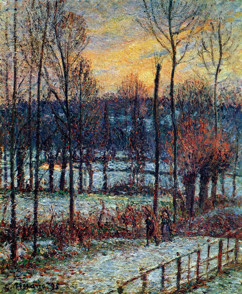 Camille Pissarro The Effect of Snow, Sunset, Eragny - Canvas Print
