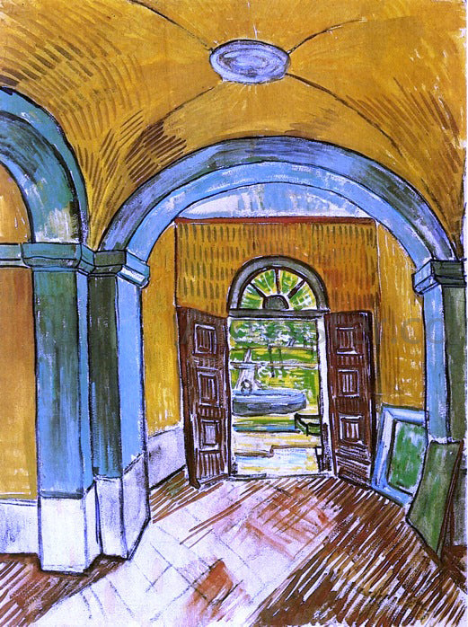 Vincent Van Gogh The Entrance Hall of Saint-Paul Hospital - Canvas Print