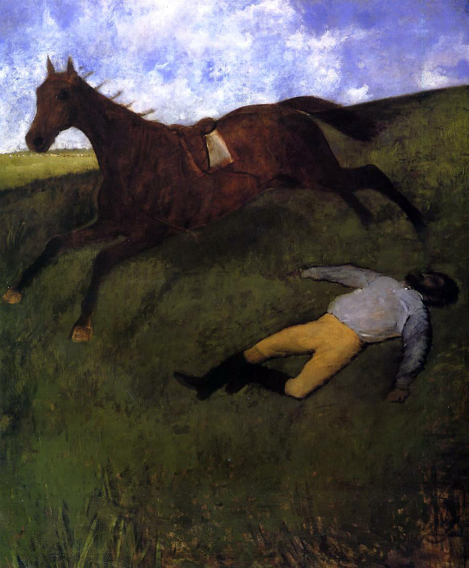 Edgar Degas The Fallen Jockey (also known as Fallen Jockey) - Canvas Print