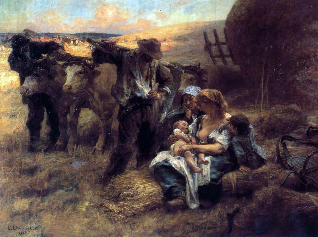 Leon Augustin L'hermitte) The Family - Canvas Print