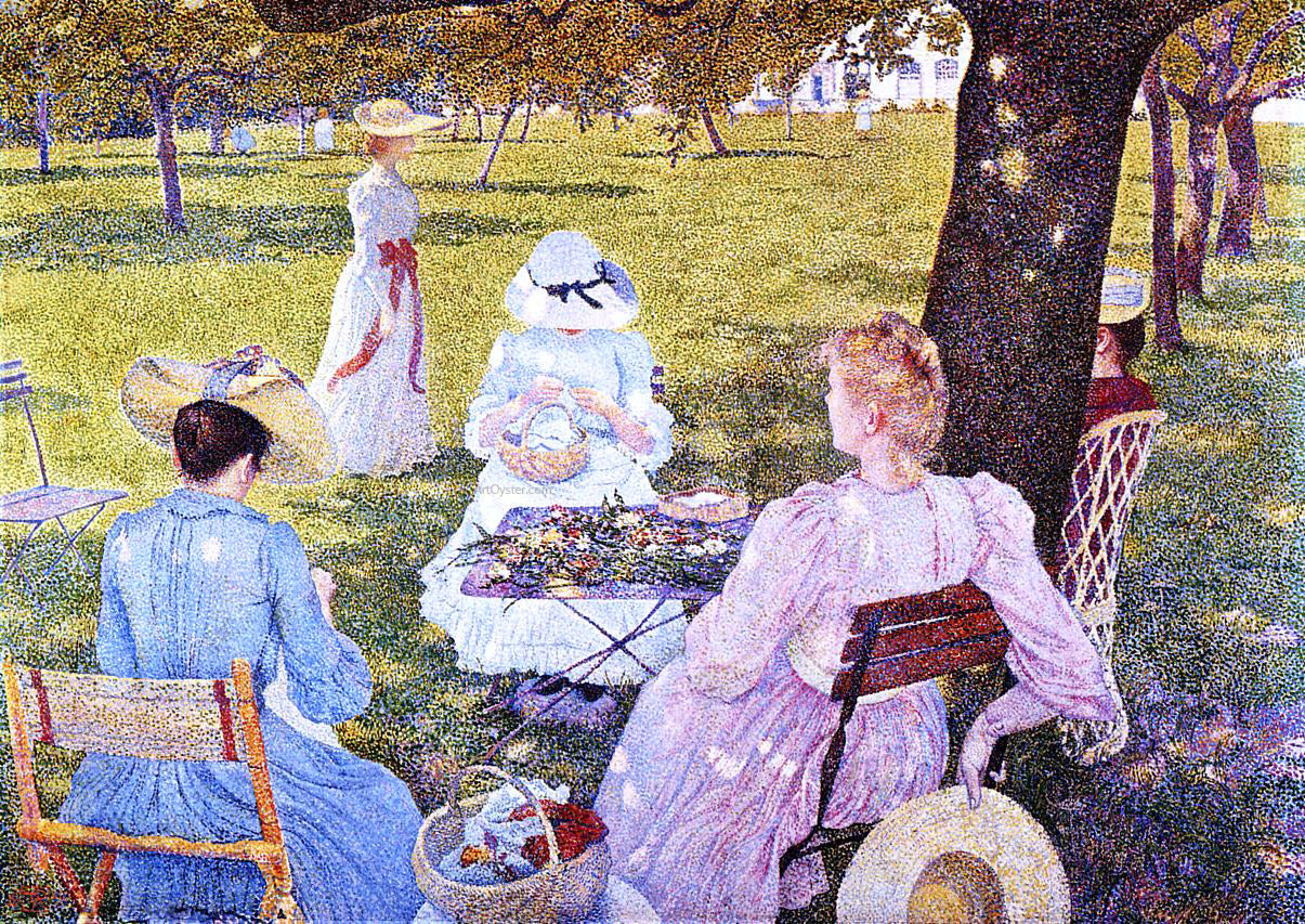 Theo Van Rysselberghe A Family in an Orchard - Canvas Print