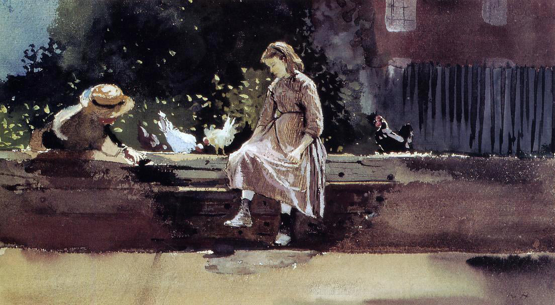 Winslow Homer A Farmyard Wall - Canvas Print