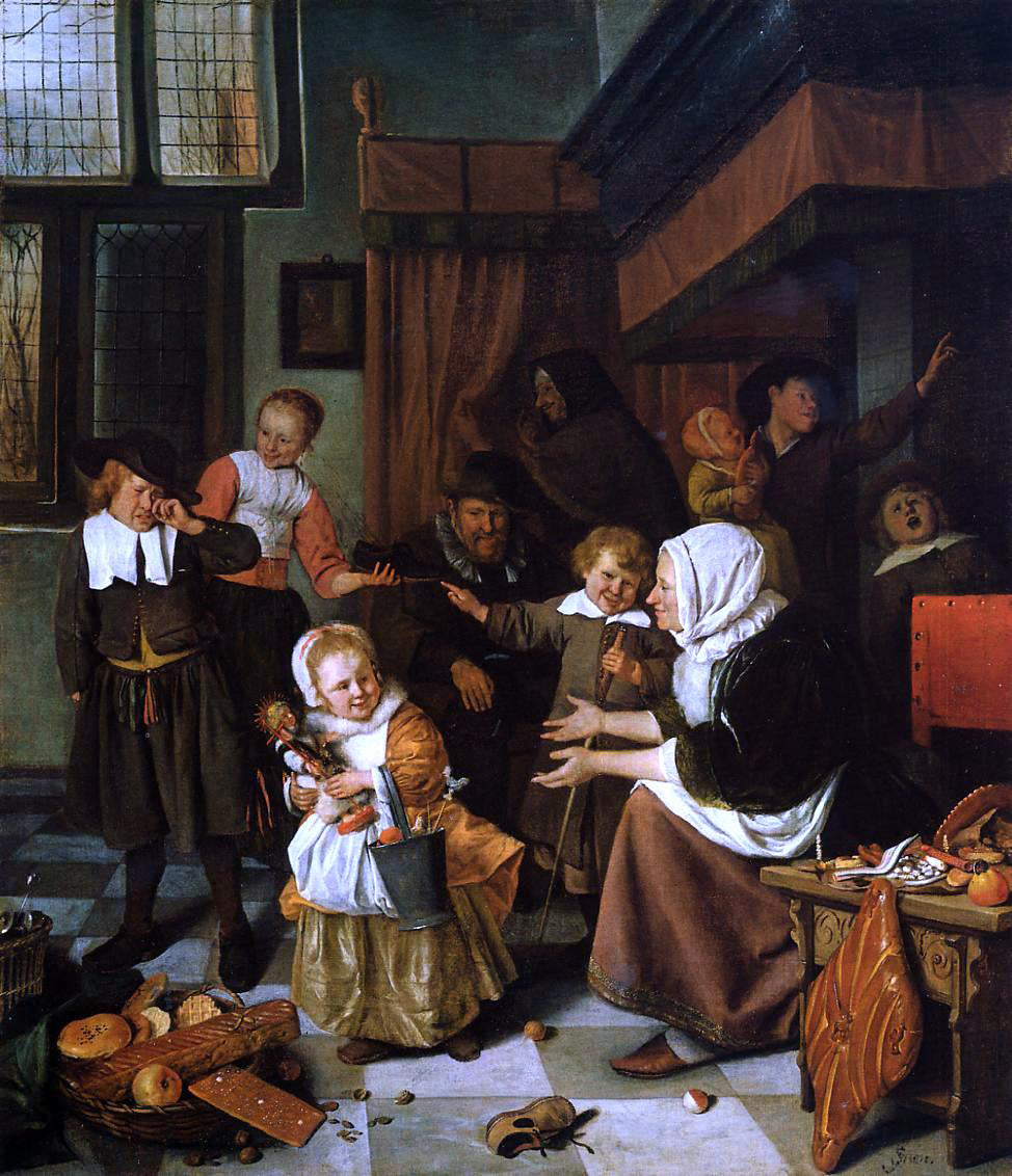 Jan Steen The Feast of Saint Nicholas - Canvas Print