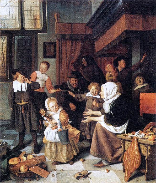 Jan Steen The Feast of St Nicholas - Canvas Print