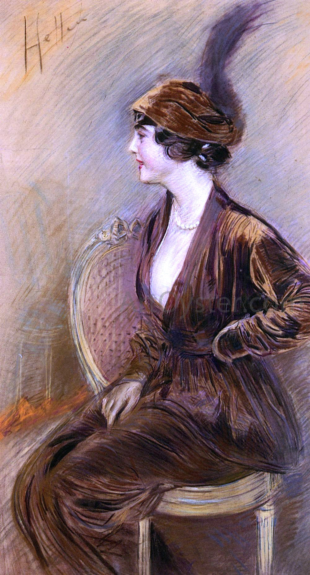 Paul Cesar Helleu The Feathered Hat - Canvas Print