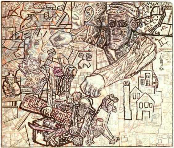 Pavel Filonov The February Revolution - Canvas Print