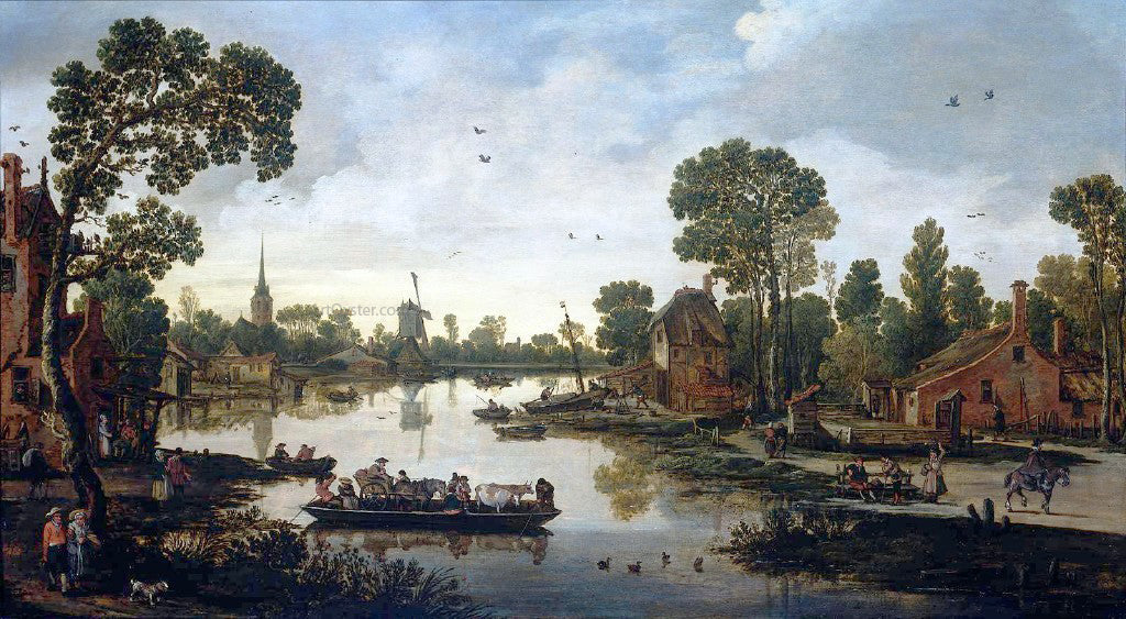 Esaias Van de Velde The Ferry - Canvas Print