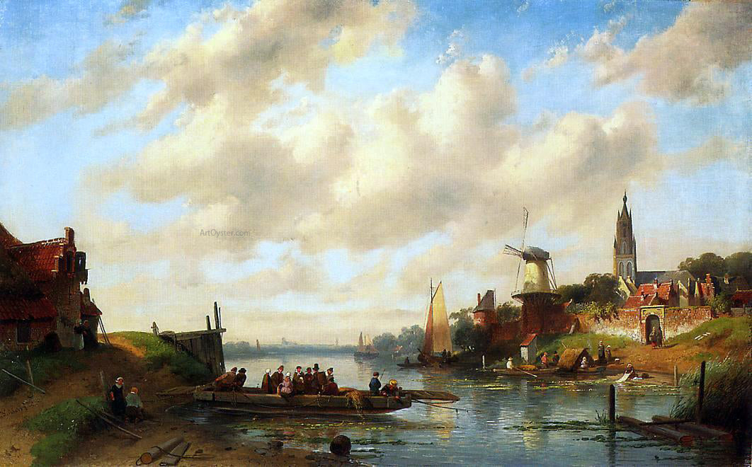 Charles Joseph Leickert The Ferry - Canvas Print