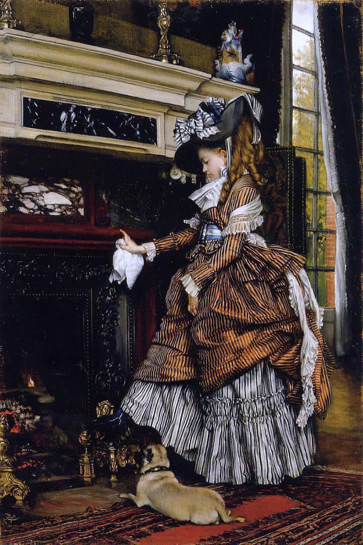James Tissot The Fireplace - Canvas Print