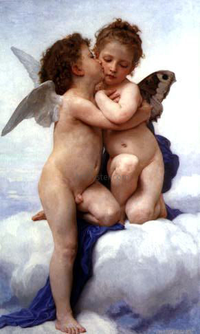 William Adolphe Bouguereau A First Kiss - Canvas Print