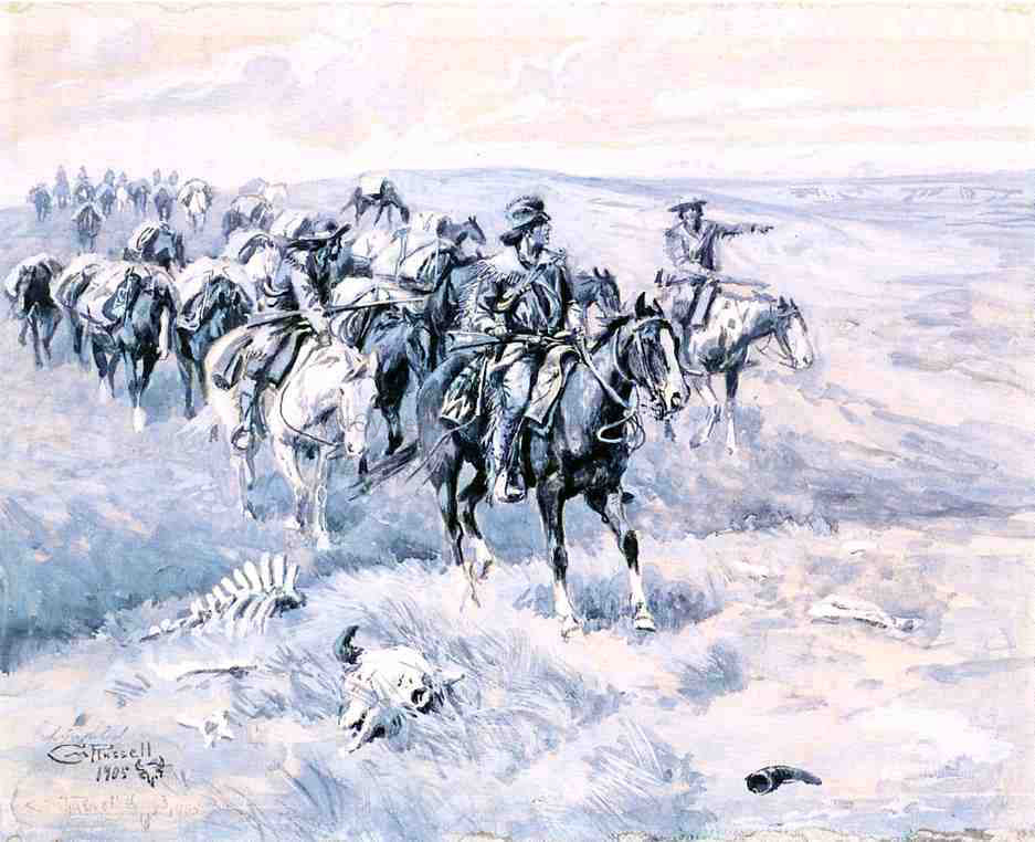 Charles Marion Russell The First Trappers - Canvas Print