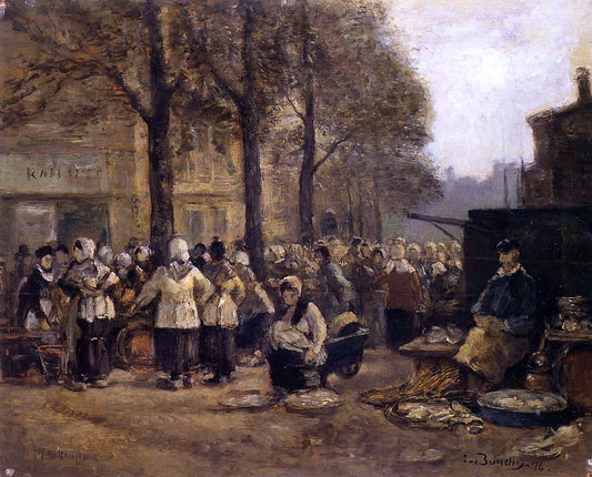 Eugene-Louis Boudin The Fish Market, Rotterdam - Canvas Print