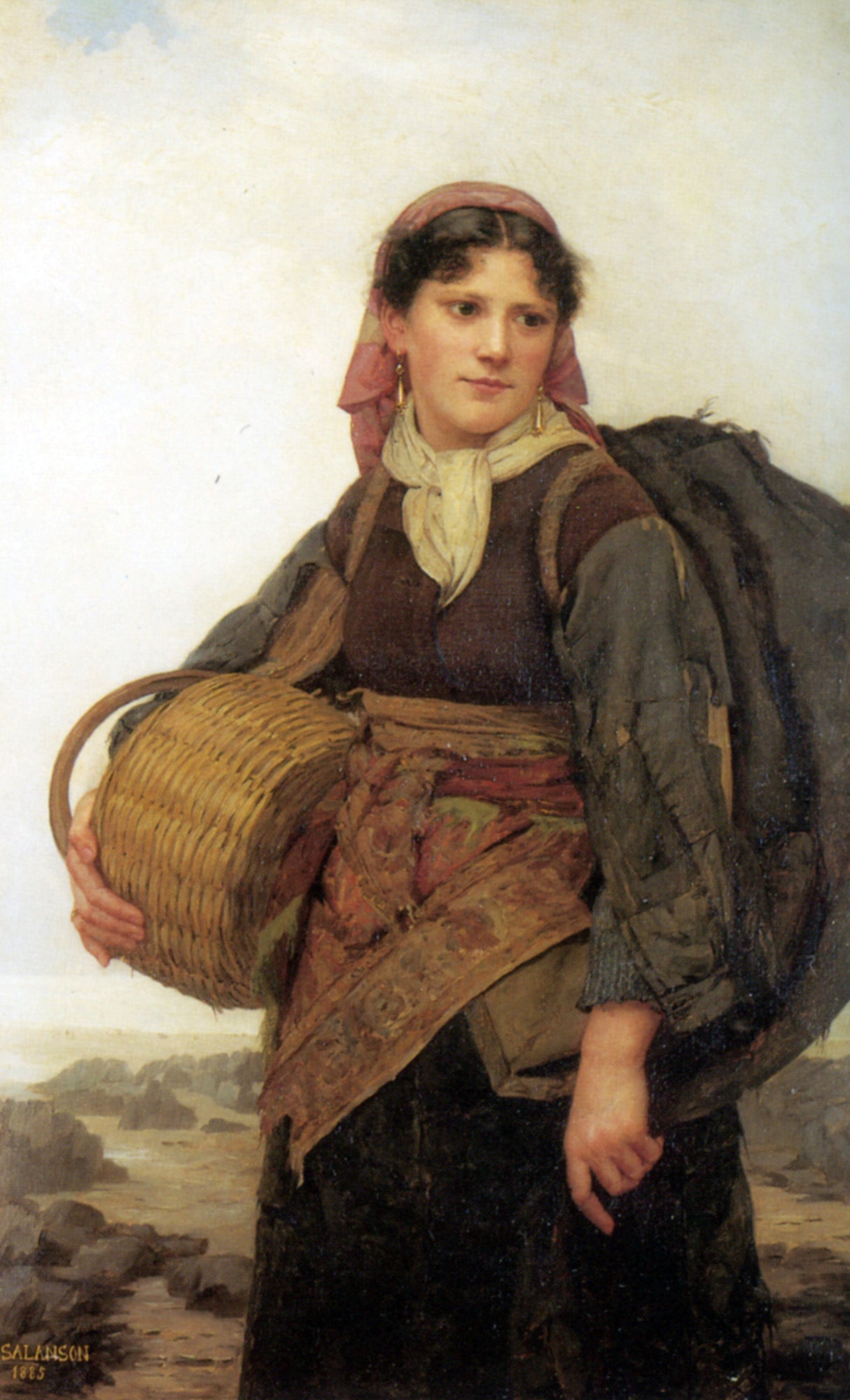 Eugenie Marie Salanson The Fishergirl - Canvas Print