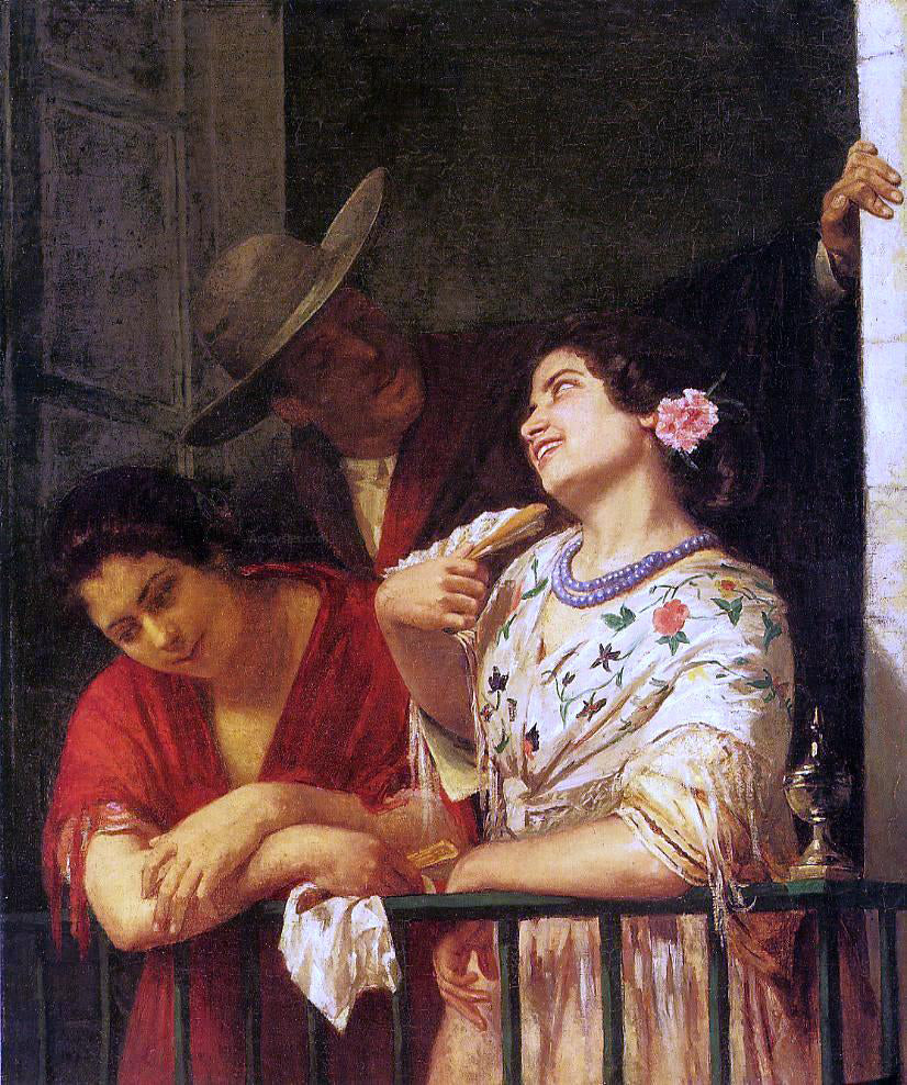 Mary Cassatt The Flirtation - A Balcony in Seville - Canvas Print
