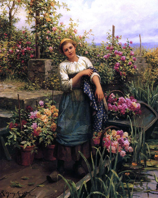 Daniel Ridgway Knight Flower Boat - Canvas Print