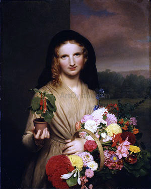Charles Cromwell Ingham The Flower Girl - Canvas Print