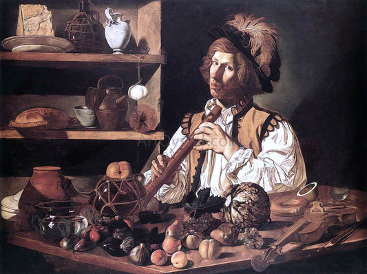 Cecco Del caravaggio The Flute Player - Canvas Print
