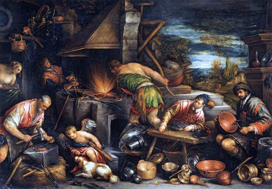 Francesco Bassano The Forge of Vulcan - Canvas Print