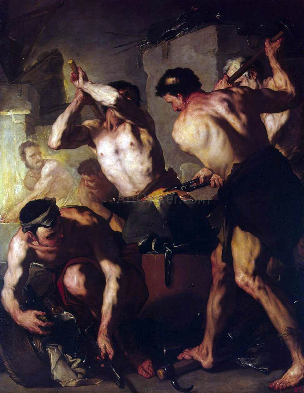 Luca Giordano The Forge of Vulcan - Canvas Print