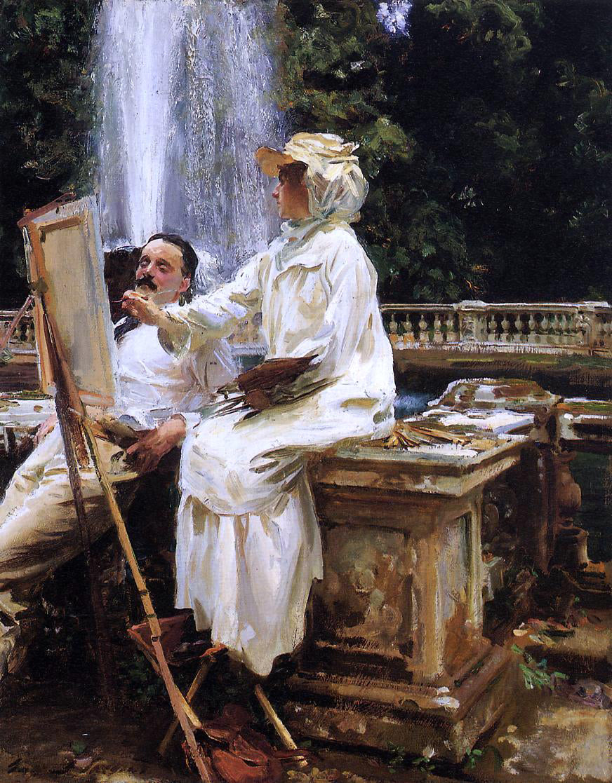 John Singer Sargent A Fountain, Villa Torlonia, Frascati, Italy - Canvas Print