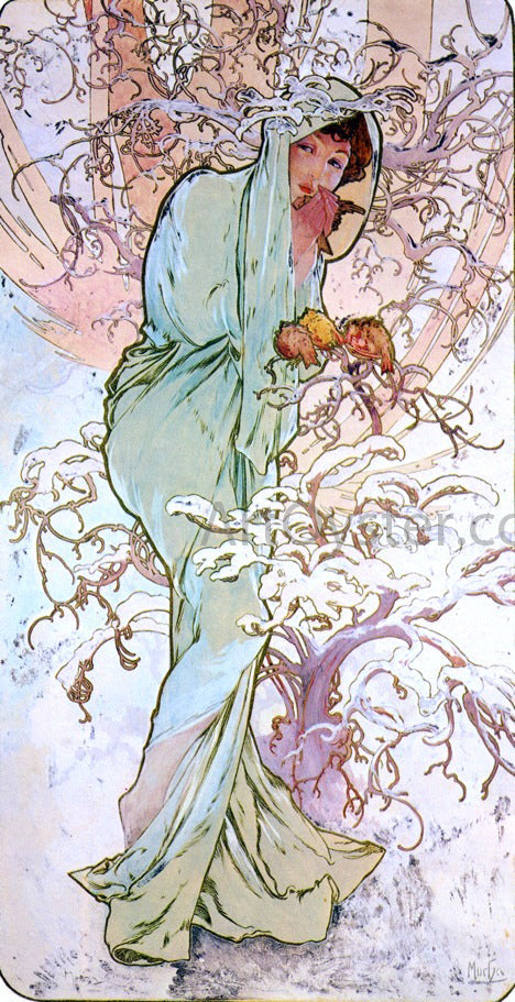Alphonse Maria Mucha The Four Seasons: Winter - Canvas Print