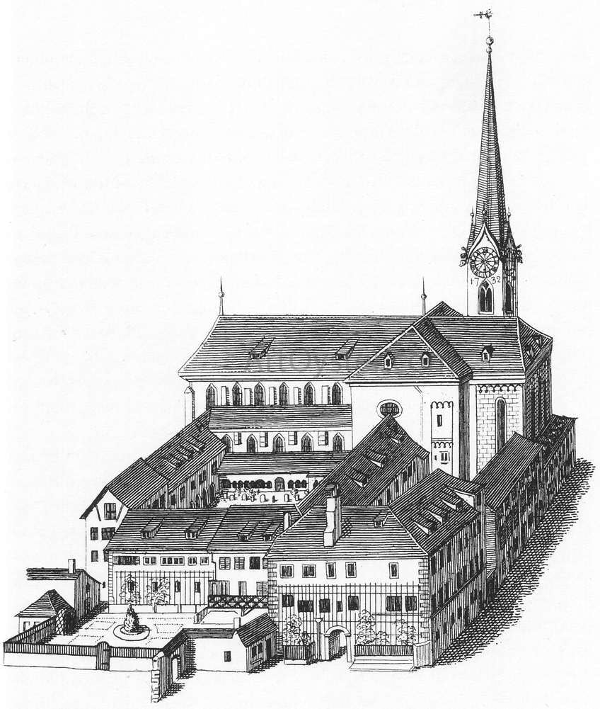 Heinrich Keller The Fraumunsterkirche in Zurich - Canvas Print