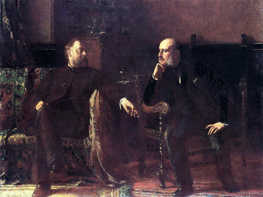 Eastman Johnson The Funding Bill - Portrait of Two Men - Canvas Print