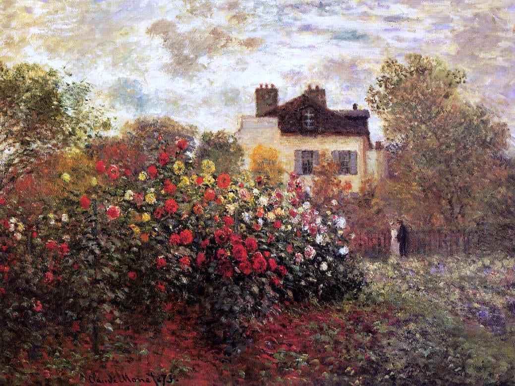 Claude Oscar Monet A Garden at Argenteuil (also known as The Dahlias) - Canvas Print