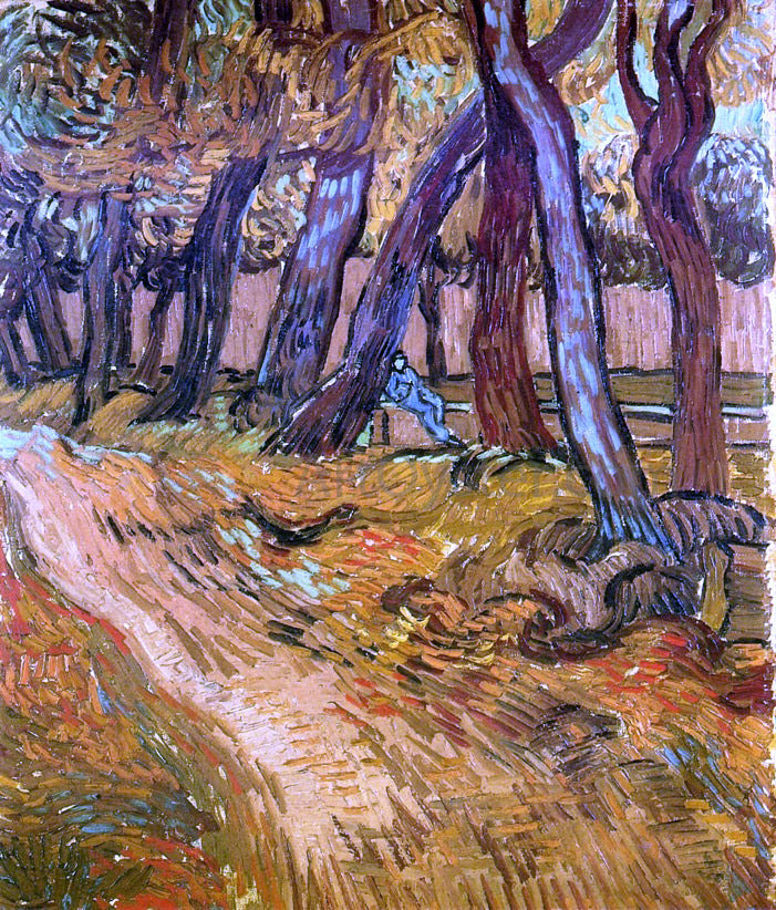 Vincent Van Gogh The Garden of Saint-Paul Hospital with Figure - Canvas Print