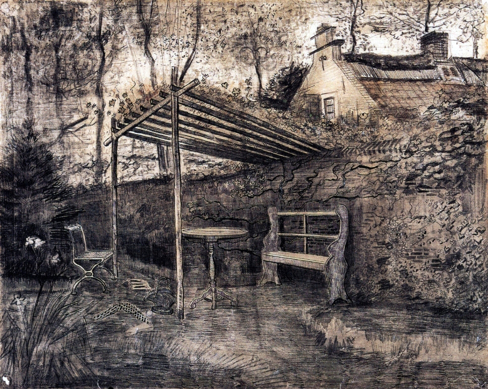 Vincent Van Gogh The Garden of the Parsonage with Arbor - Canvas Print