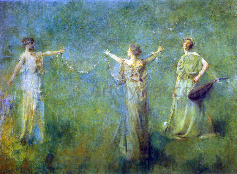 Thomas Wilmer Dewing The Garland - Canvas Print