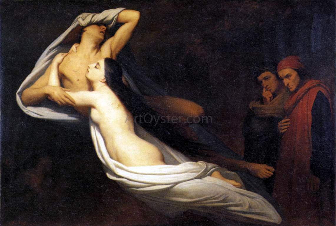 Ary Scheffer The Ghosts of Paolo and Francesca Appear to Dante and Virgil - Canvas Print