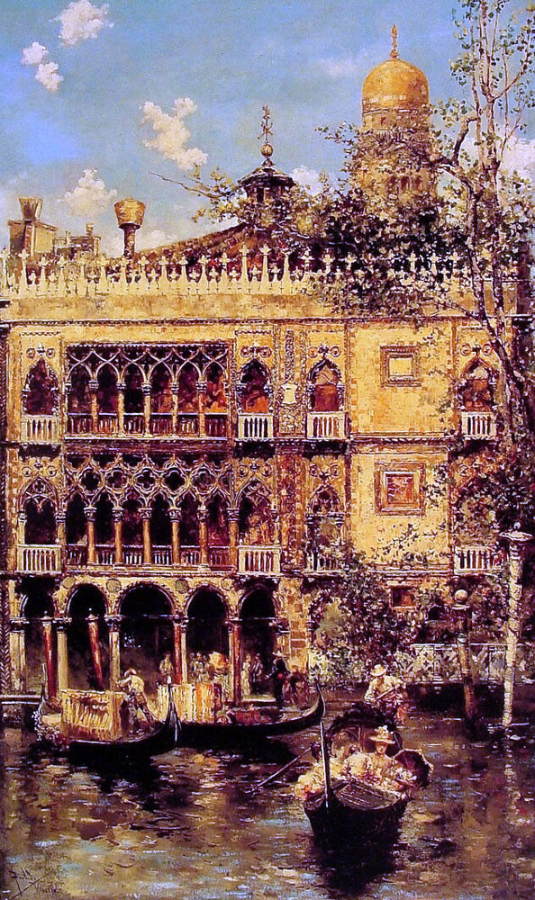 Salvador Sanchez Barbudo The Gondola Ride - Canvas Print