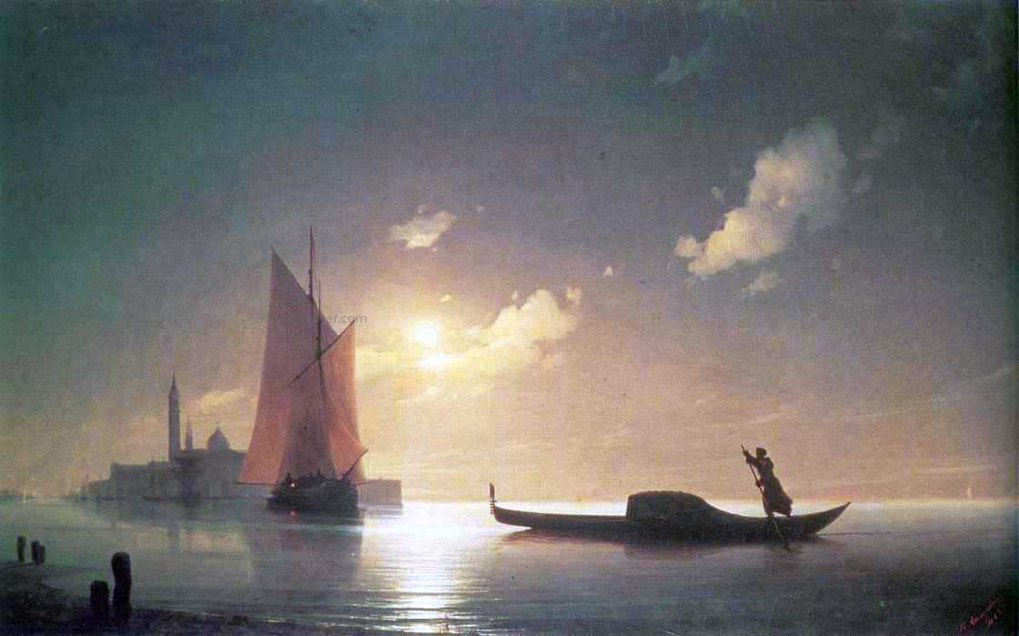 Ivan Constantinovich Aivazovsky The Gondolier on Sea at Night - Canvas Print
