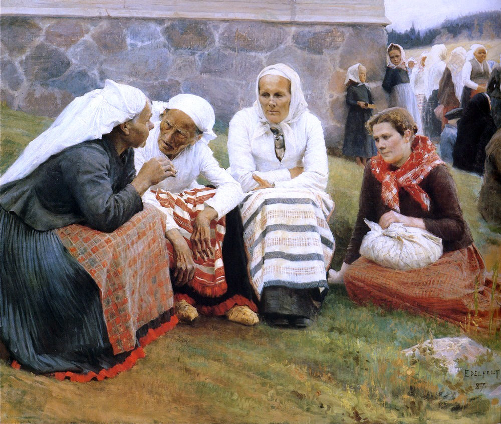 Albert Edelfelt The Gossip - Canvas Print