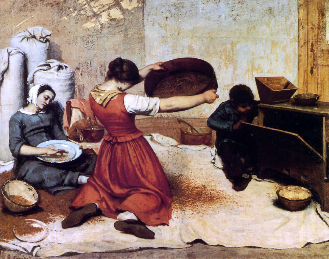 Gustave Courbet The Grain Sifters - Canvas Print