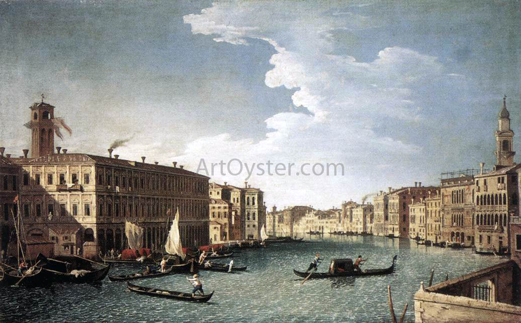 Bernardo Canal At the Grand Canal with the Fabbriche Nuove at Rialto - Canvas Print
