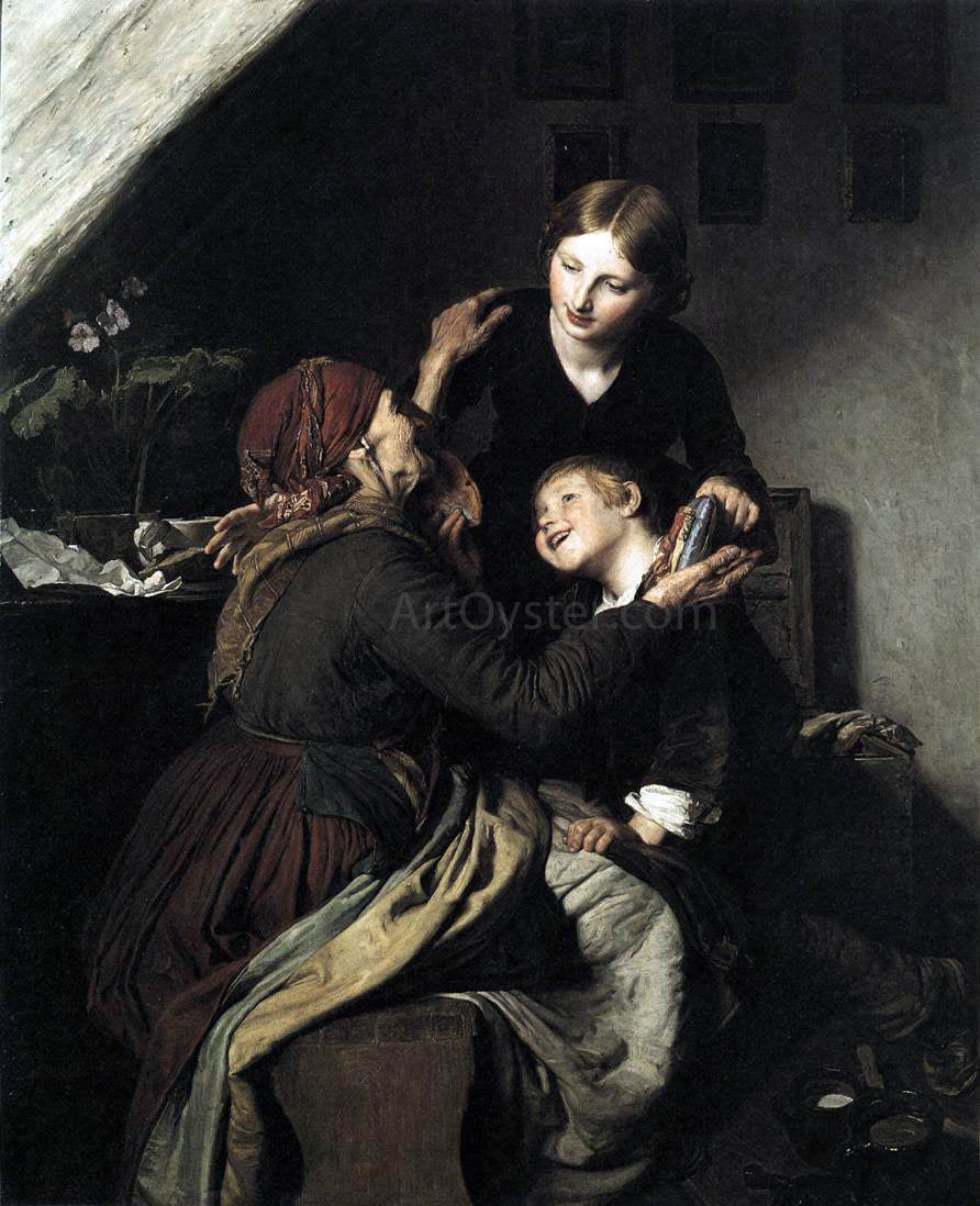 Ferdinand Georg Waldmuller The Grandmother's Birthday - Canvas Print