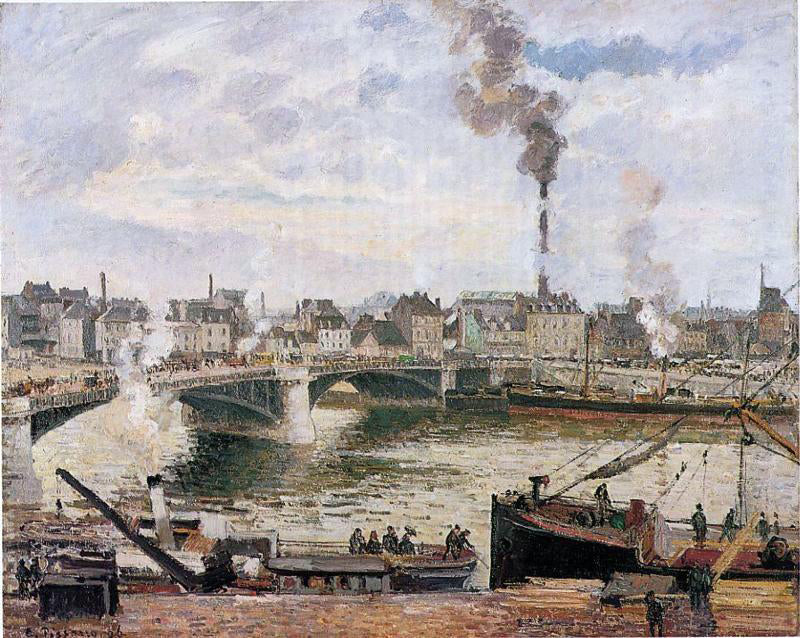 Camille Pissarro The Great Bridge, Rouen (also known as The Pont Boieldieu, Rouen) - Canvas Print