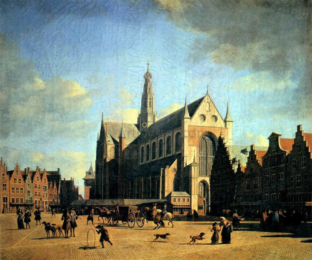 Gerrit Adriaensz Berckheyde The Great Market in Haarlem - Canvas Print